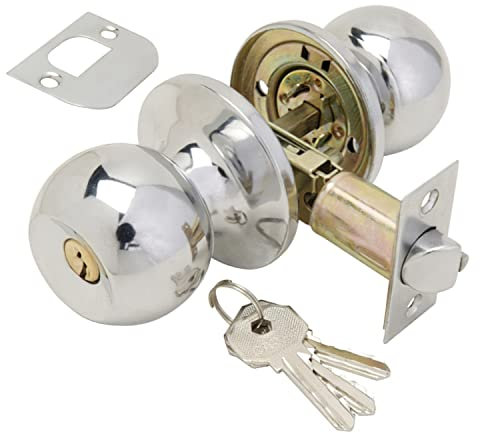 Wolfpack 3030515 Türknauf mit Schloss/Schlüssel, Chromoptik