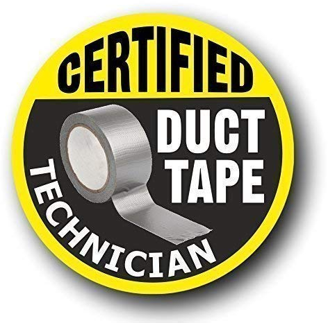 Certified Duct Tape Technician Funny Tool Box Chest Vinyl Car Sticker Decal Vinyl 100x100mm approx.