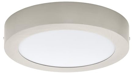 EGLO LED Deckenleuchte Fueva 1, 1 flammige Deckenlampe, Material: Metallguss, Kunststoff, Farbe: Nickel matt, weiß, Ø: 22,5 cm, neutralweiß