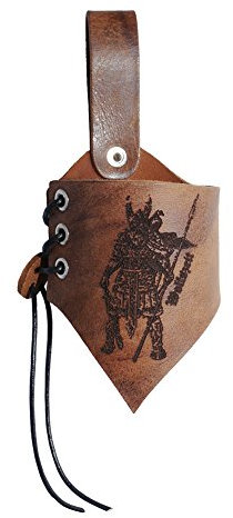 Wolfszeit Hornhalter Asgard graviert mit dem Motiv Odin - aus braunem Leder in Used-Look - Verschiedene Größen (M)