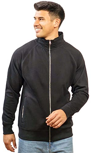 Happy Clothing Herren Sweatjacke ohne Kapuze Zip-Jacke Reißverschluss mit Kragen, Größe:XL, Farbe:Schwarz