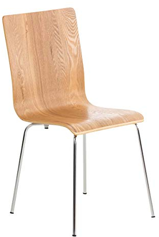 CLP Besucherstuhl Pepe I Ergonomisch Geformter Lehnstuhl Mit Holzsitz I Stabiles Metallgestell I Komfort Und Stil Mit Robuster Konstruktion, Farbe:Eiche