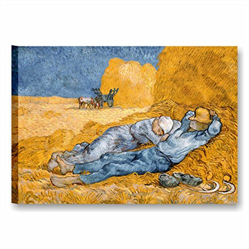 L & C Italien Karo Van Gogh der Siesta – Rahmen moderner Druck 70 x 50 cm Druck auf Leinwand Autoren berühmten Reproduktionen Kunst Möbel Moderne Wohnkultur Wohnzimmer