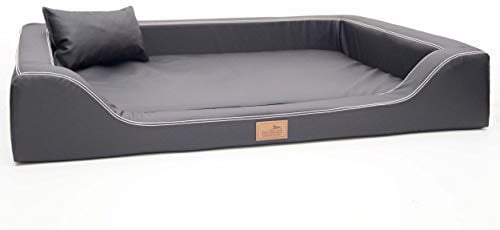 tierlando® Orthopädisches Hundebett Melody Latex Kunstleder Anti-Haar (MDY6-LL | 150x100 cm (Innen 130x80 cm), 02 | Graphit)
