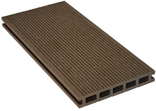 HORI® WPC/BPC Terrassendielen Komplettset | Hohlkammerdiele Bali Braun | Inkl. auswählbare Unterkonstruktion & Clips | Wetterfest, pflegeleicht & rutschhemmend I Dielenlänge 5 m I Fläche 48 m²