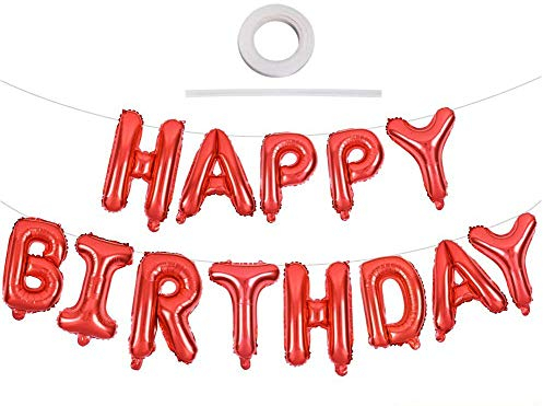 TONIFUL Rot Happy Birthday Ballon Girlande,16 Zoll Rot Folie Happy Birthday Folienballon Luftballon Geburtstagsballon Banner Helium Ballon für Geburtstag Party, Geburtstagsbanner