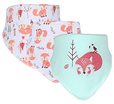 Baby Dreieckstuch Lätzchen, Fansu 3er Set Halstücher Multifunctional Saugfähig Weich Spucktuch Baumwolle Druckknopf Kleinkinder Unisex Designs (Fuchs)