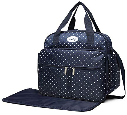 Miss Lulu - Wickeltasche - Polka Dot Navy/weiß