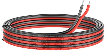0.32mm² 22 AWG Silikon Elektrischer Draht Kabel anschließen 20 Meter [10 Meter schwarz und 10 Meter rot] Weich und flexibel aus verzinntem Kupferdraht Hohe Temperaturbeständigkeit 200 Celsius 600V