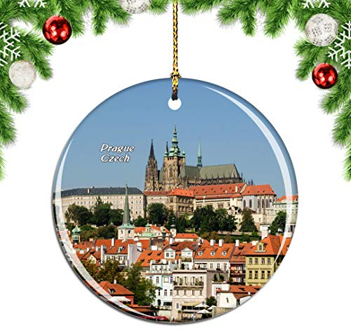 Weekino Tschechische Prager Burg Prag Weihnachtsdekoration Christbaumkugel Hängender Weihnachtsbaum Anhänger Dekor City Travel Souvenir Collection Porzellan 2,85 Zoll