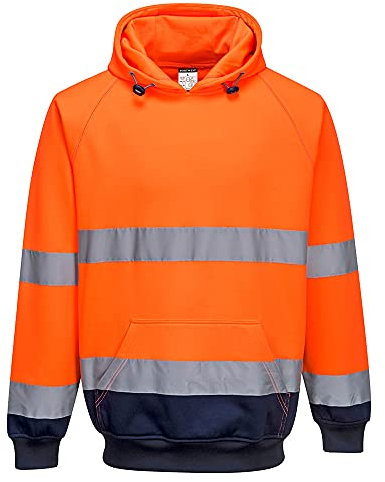 Portwest Sudadera Bicolor Con Capucha, Tamaño: M, Color: Naranja/Marino, B316ONRM