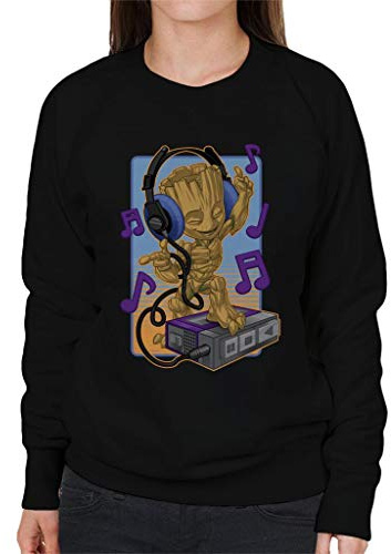 Marvel Guardians of The Galaxy Groot Listening to Music Women's Sweatshirt