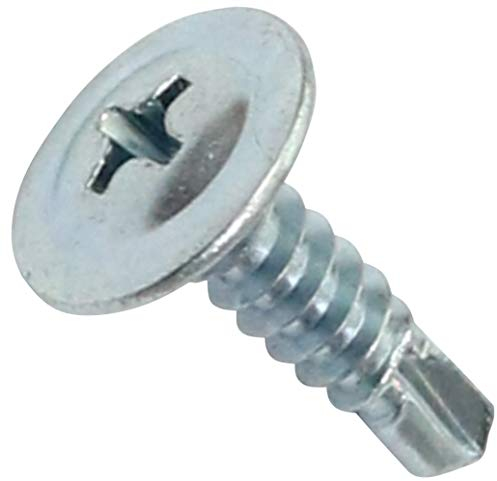 AERZETIX - C44675 - Satz von 100 Blechschrauben selbstbohrenden Ø4.2x16mm mit große linsenkopf - mit PH kreuzschlitz - aus verzinktem stahl - befestigung blech metallisch dachrinnen - farbe silber