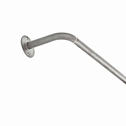 Loberon Gardinenstange Omara, Schlichtes Design, Wandhalterungen & 24 Gardinenringe Inklusive, Vorhangstange, Gardinenzubehör, Eisen, Silber