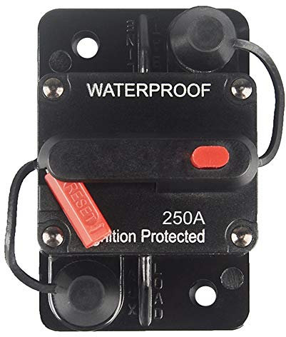 OUHL 250 Ampere Leitungsschutzschalter, manuelles Reset, 30–250 A, für Auto, LKW, Wohnmobil, ATV, Marine, Schleppmotoren, Boote, Fahrzeuge, 12 V-48 V DC (250 A), B250 A