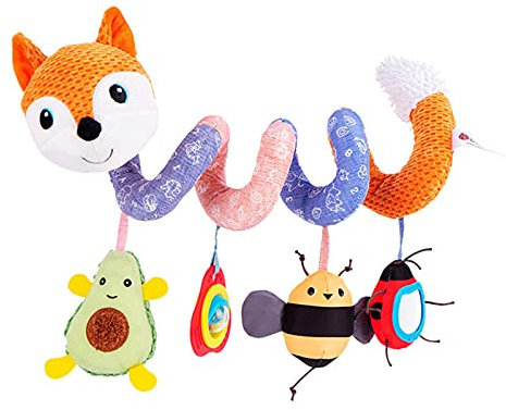 RAILONCH Baby Activity-Spirale Kette, Tier/Stoff-Spirale, Babyschale Spielzeug, Kinderwagenkette, Für Babys und Kleinkinder ab 0+ Monaten (A)