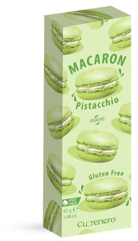 Cuorenero 3 Macaron Sabor Pistacho | Macaron sin gluten en estuche | Sabor Pistacho Macaron | Galletas De Crema De Pistacho - 42 Gramos