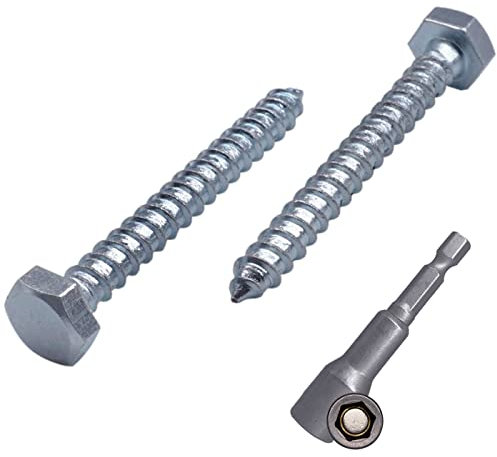 (Pack of 6 pcs) DIN 571 Zinc Plated Steel Hexagon Wood Screws M8 x 50 mm, Coach Screws, Hex Screw, Lag Bolts, Hex Head (6, M8 x 50 mm)