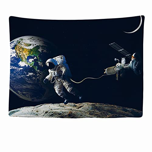 Ulticool - Wandteppich Tapestry Dekoration Wohnung - Astronaut über Erde Mond Rakete - 200 x 150 cm groß - Wandtuch Wandbehänge - Accessoires für Schlafzimmer Wohnzimmer Kinderzimmer