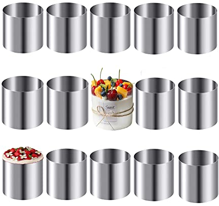 Tiamu 15 Pcs Cercle a Patisserie 5cm Moule Tartelette, Anneaux Cercle à Ronds en Acier, Moule à Gâteau Mousse, DIY Cercle de Desserts, Emporte Piece Ronds pour Sushi, Pâtisserie, Fondant