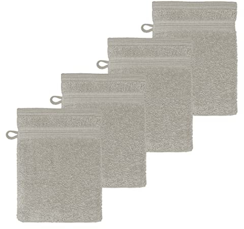 Lashuma Pebble London Series Face Cloths Set of 4 Small Terry Towelling 16 x 21 cm Grey