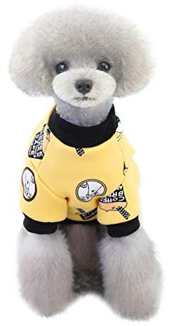 Generisch Lustige Hundepullover Pet Kleidung verdickte zweibeinige Pullover Teddy Haustier Hund warme Kleidung Hundepullover Rückenlänge 50 cm (Yellow, L)