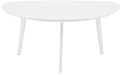 PHOENANCEE Couchtisch Oval, Kleiner Tisch Wohnzimmer, Tischbeine aus massivem Eichenholz, Mitteltisch für Wohnzimmer, 85CM(Weiß)