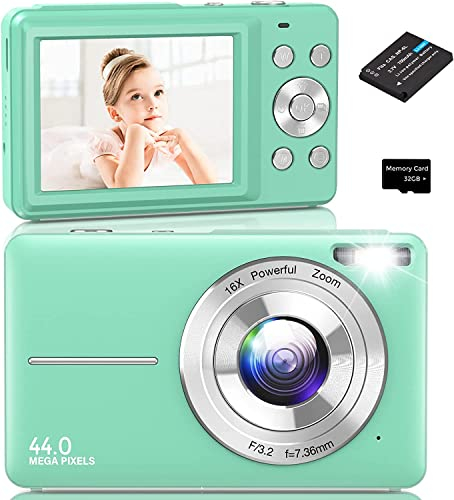 Digitalkamera, Amdeurdi Fotokamera FHD 1080P 44MP 16× Digitalzoom Mini Fotokamera Kompaktkamera Fotoapparat für Kinder Jugendliche Anfänger Studenten Alten Mensch