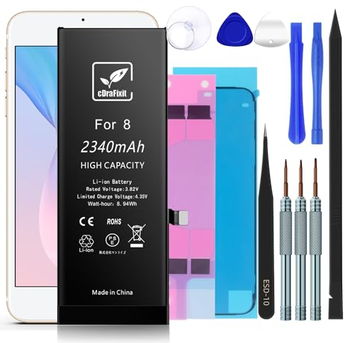 cDraFixit Akku Batterie für iPhone 8 |Raparaturset mit Ersatz Klebestreifen Set | kompatibel mit iPhone