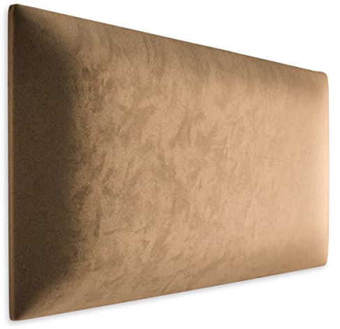 Muralo Wandkissen Gepolstert, Samt, Wandpolster - 60x30 cm, Beige | Wandpaneel, ideal als Bettkopfteil oder Lendenkissen - für Schlafzimmer und Wohnzimmer, einfache Anbringung mit Montagekleber