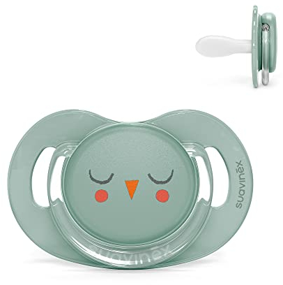 Suavinex, Ciuccio Premium per Neonati 6-18 Mesi. Ciuccio con tettina simmetrica SX Pro in silicone. Tettina piatta e simmetrica. Bonhomia, Verde