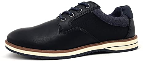 BULLBOXER Jungen Schnürhalbschuhe Schnürschuh Synthetikkombination Kinderschuhe Uni Schnürhalbschuh schwarz/blau