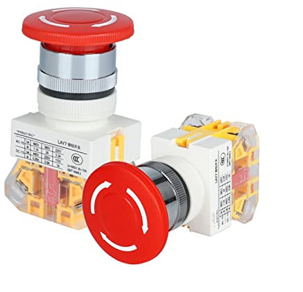 ANZOAT 2 Stück LAY7-11ZS LAY7 Installieren Sie den 22 mm Pilzkopf-Scram-Tastenschalter Aufzug Notausschalter 10 A 600 V LAY37-11ZS (Farbe: 10 Stück)