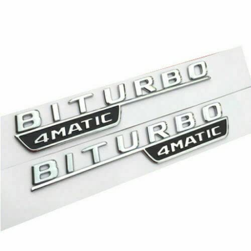2X Emblem Badge Für Auto 4MATIC BITURBO GLC GLA E63 BITURBO Chrom