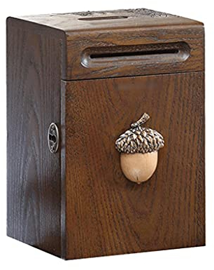 Sparmünzenbank, Spardose, Geschenksparschwein Holzsparschwein Eichel/Tannenzapfen Dekoration Sparschwein Spardose Sichere Münzbanken Geldsparbox for Kinder Baby Erwachsene Kreativität Spardose (Farbe: