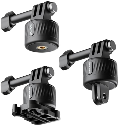 NEEWER Magnetisches Schnellspanner Stativ Adapter Set, kompatibel mit GoPro Hero 13 12 11 10 9 8 Hero Max DJI Osmo Action Insta360, mit 1/4 Gewinde, Helmkopfhalterung & klappbarer Fingerklemme, GP-21