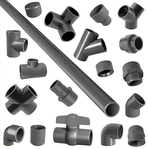 MegaHaustechnik PVC Rohr 1 Meter Stück Stangenware mit 40mm Rohr-Außendurchmesser für Klebe Fitting aus Kunststoff PVC U