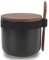 Chase Chic Zuckerdose mit Deckel und Löffel, keramische Gewürzdose mit Holzdeckel und Löffel für die Küche, 250ml Zuckerdose Schwarz