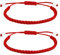 Telooco 2 Stück Rotes Armband Verstellbares Glücksarmband Kinder Seilarmbänder Rot Schnurarmband Viel Glück Bracelet Geknotetes Schutzamulett Freundschaftsbänder für Damen (14-26 cm)