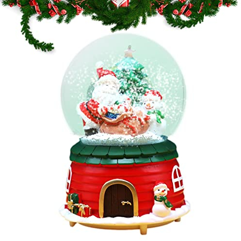 Aizuoni Weihnachtsschneekugel,Weihnachtsmann-Weihnachtsbaum-beweglicher Zug-Schneekugel - Farbwechsel, Spieluhr Schneekugel Mit - Weihnachtsdeko & Geschenk