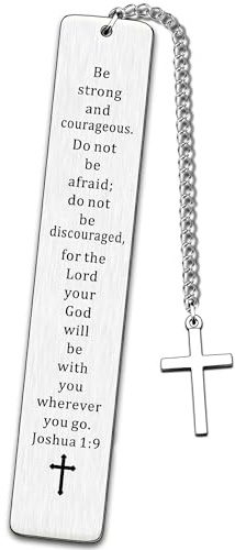 AMZQ christliches Geschenk inspirierender Bibelvers Lesezeichen Be Strong and Courageous Kreuz Charm Frauen Männer Religiöses Geschenk für Geburtstag Abschluss Kommunion Weihnachten Thanksgiving