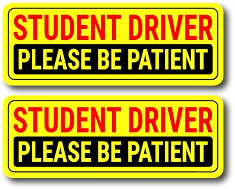 Quality Shop Inc. Aufkleber für Fahrer, keine Magnete, keine Lackschäden, nicht magnetisch, für Autofenster, Aufschrift Please Be Patient Student Driver, 2 Stück Größe: 25,4 x 10,2 cm