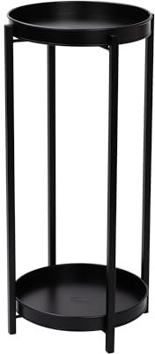 simpa 2 Tier Colour Metal Flower Plant Pot Holder Stands - Matt Black