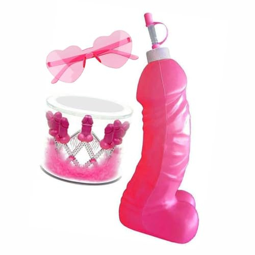 Contenitore per bevande pisello con cannuccia + corona piselli + occhiali cuore rosa per festa di addio al nubilato futura sposa sexy gadget per adulti hot party