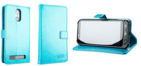 caseroxx Bookstyle Handytasche für SPC Zeus 4G / Zeus 4G Pro in hellblau – Klapphülle mit Kreditkartenfächern, Magnetverschluss, Standfunktion & Rundumschutz für Display und Gehäuse