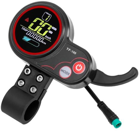 Electric Scooter Lcd Display and Thumb Throttle, 5 Pin 36v-48v Ebike Thumb Throttle Controller with Waterproof Speedometer Lcd Display Panel Tf-100 for Kugoo M4 Electric Bike Scooter Controller