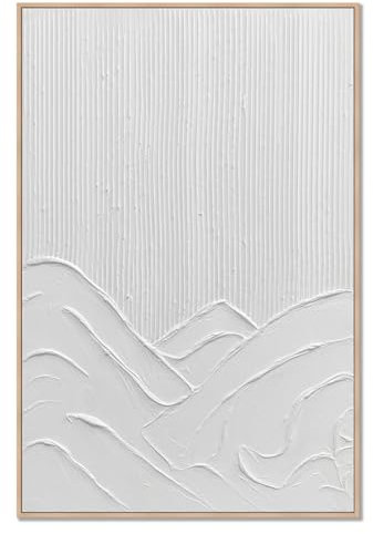 DekoArte - Tableau decoration murale salon avec relief MAREA 90x60cm - Tableaux avec cadre couleur bois inclus
