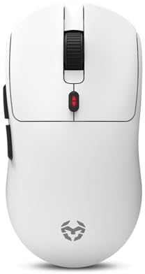 KROM KLEVER White - Ratón Gaming inalámbrico Ultraligero, 55 Gramos, Sensor óptico precisión Pixart PMW 3325, 6 Botones, 6 Niveles dpi hasta 10000, Receptor Wireless 2,4 GHz Incluido, USB, Blanco.
