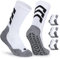 CLOSEMATE 3 Paar Fußball Socken Herren Grip Football Socks Anti-Rutsch Fußballsocken Sportsocken Für Basketball Laufen Pilates Yoga 39-42 Weiß-Grau M