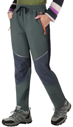 ANGEL CITIZ Kids Snow Ski Pants Hiking Boys Girls Outdoor Waterproof Windproof Fleece Warm Snowboard Pants